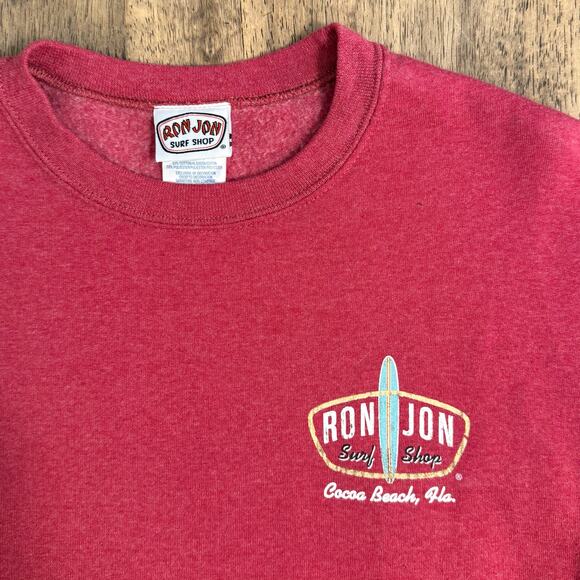 Ron Jon Surf Shop Cocoa Beach Jerzees Crewneck Sweatshirt Red Size Unisex Small - Picture 5 of 8